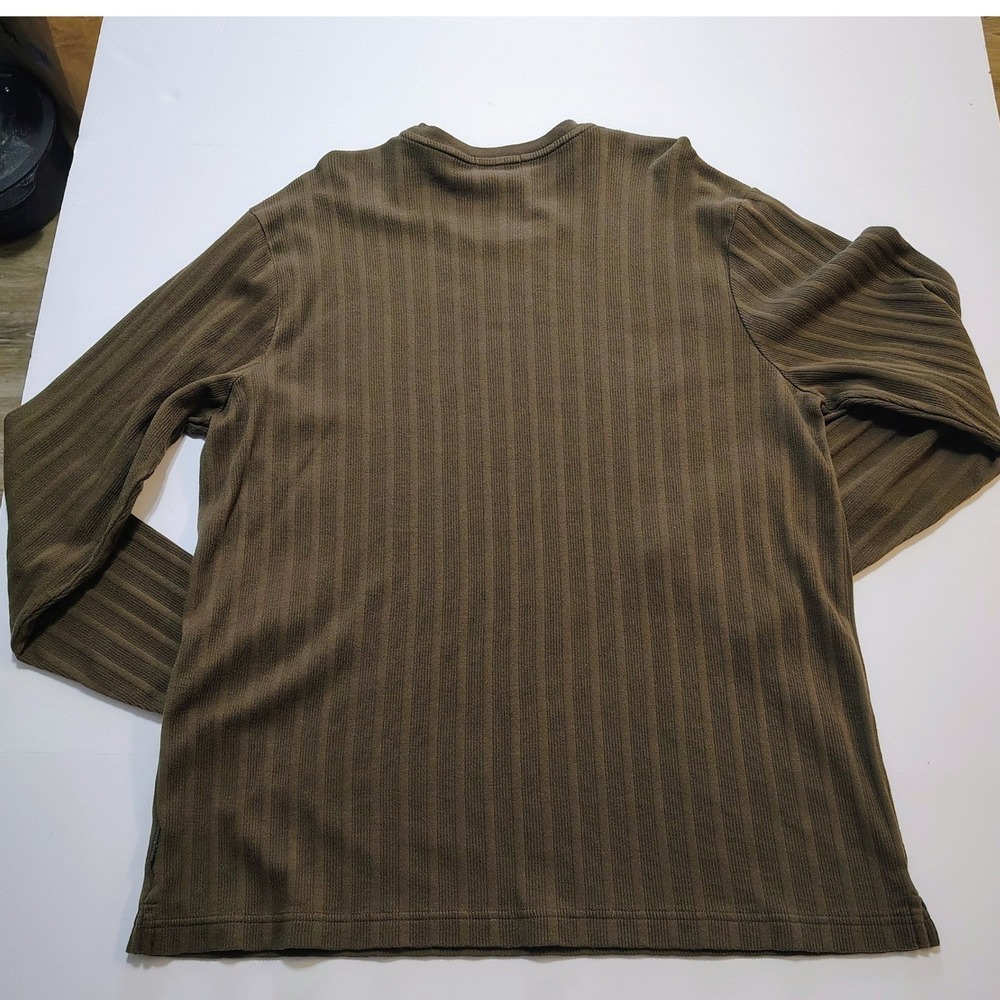 Alfani Men XL Brown Ribbed Crew Neck Long Sleeve‎ T Shirt Top 90's Style Retro - Picture 3 of 11
